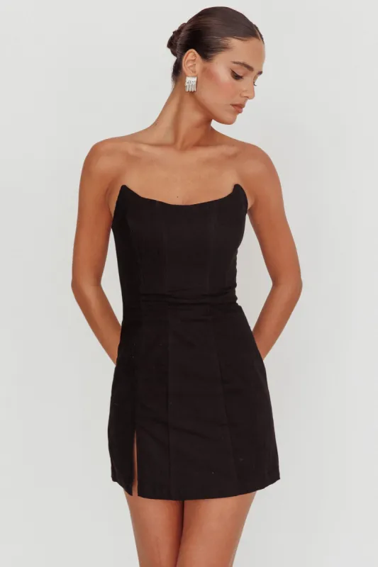Luann Scoop Neckline Strapless Mini Dress Black sold by Selfie Leslie