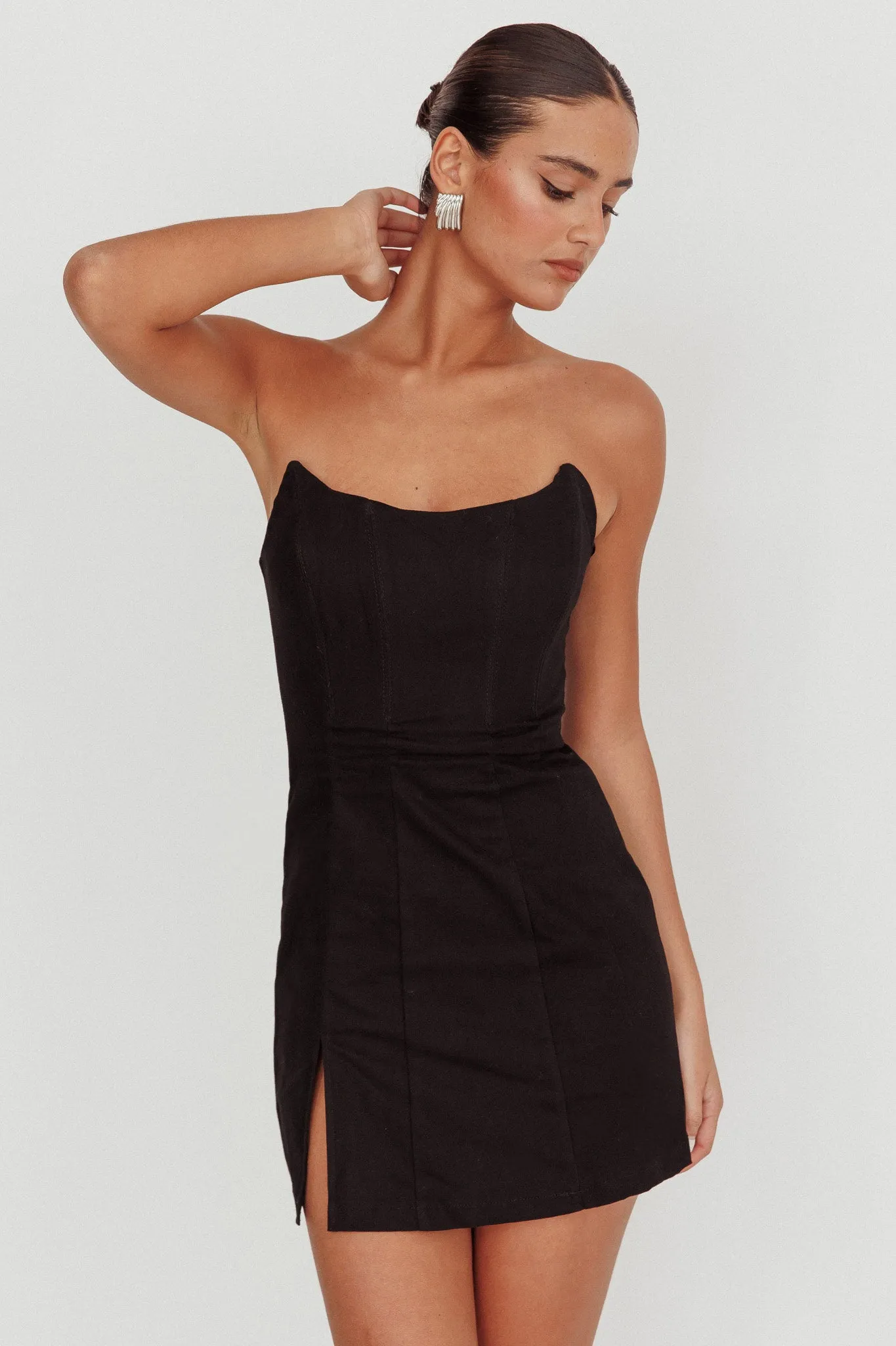 Luann Scoop Neckline Strapless Mini Dress Black sold by Selfie Leslie product image thumbnail 5