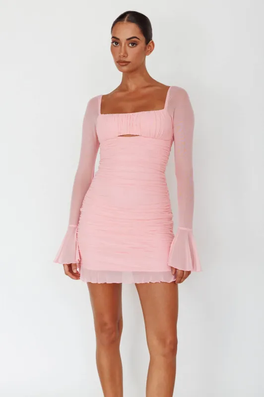 In Bloom Flared Cuff Mini Dress Pink sold by Selfie Leslie
