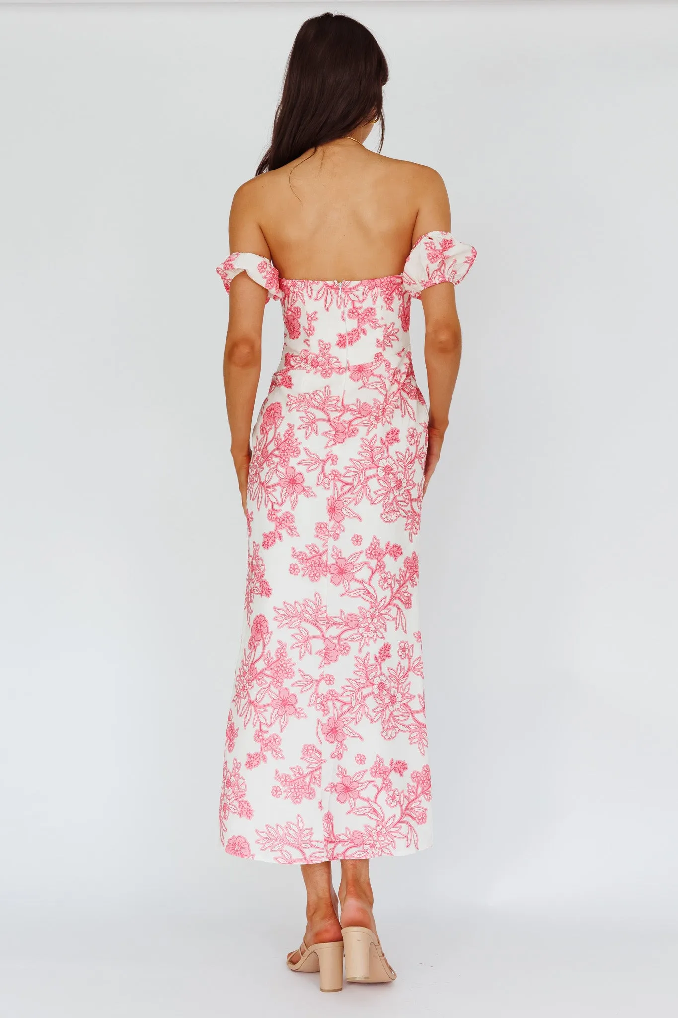 Olivier Off-Shoulder Midi Dress Floral Pink sold by Selfie Leslie product image thumbnail 2