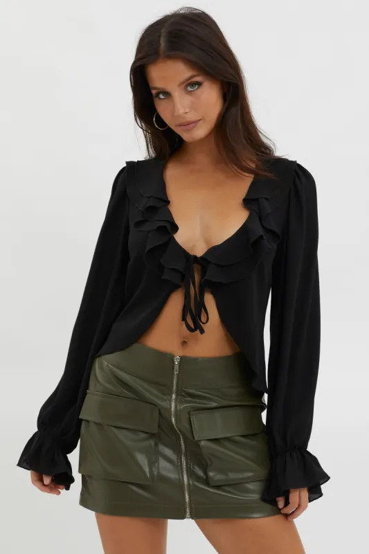 Pale Fire Tie Front Top Black sold by Selfie Leslie