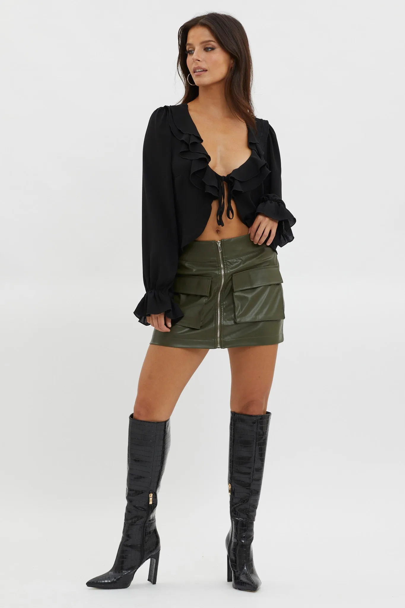 Pale Fire Tie Front Top Black sold by Selfie Leslie product image thumbnail 4