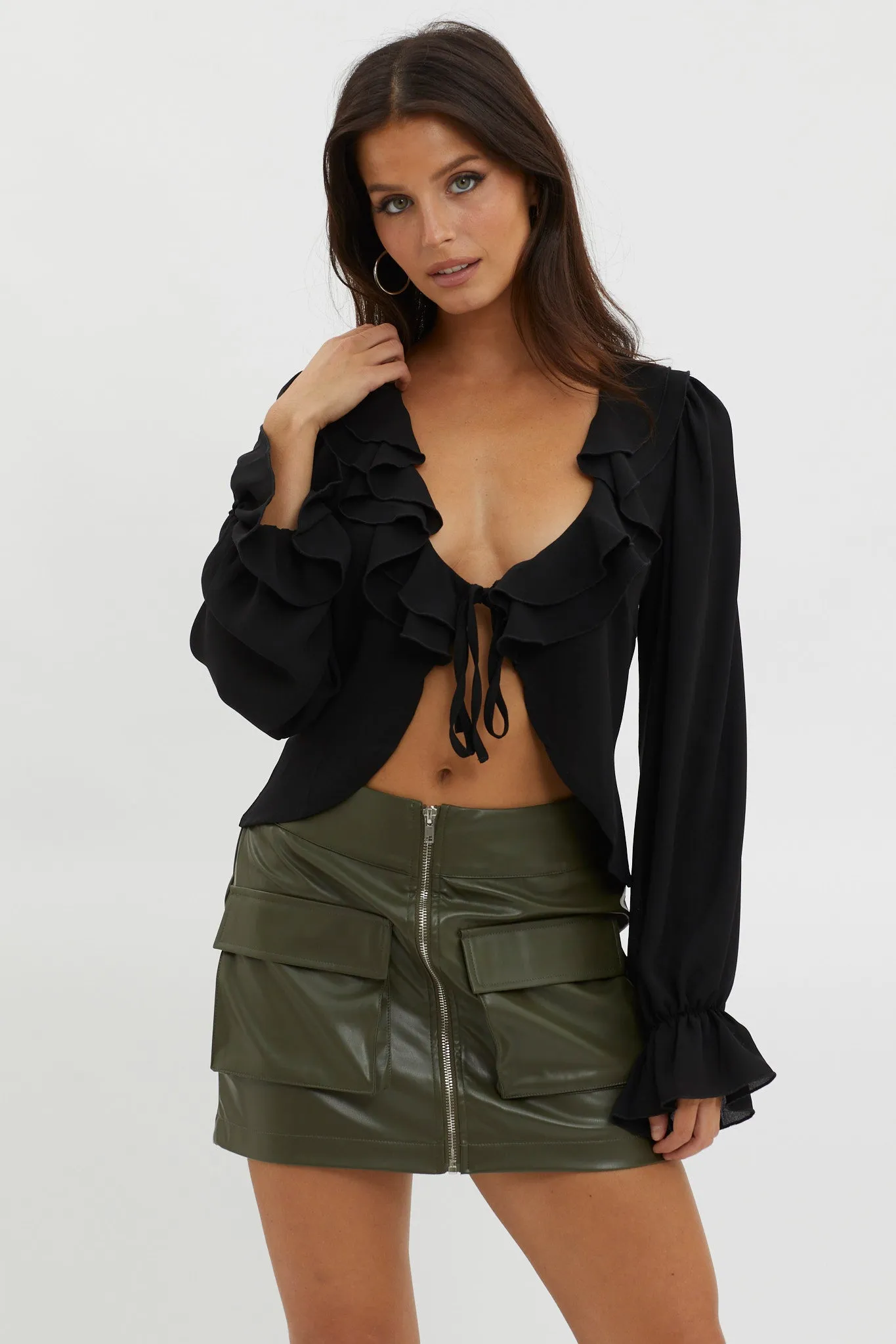 Pale Fire Tie Front Top Black sold by Selfie Leslie product image thumbnail 5