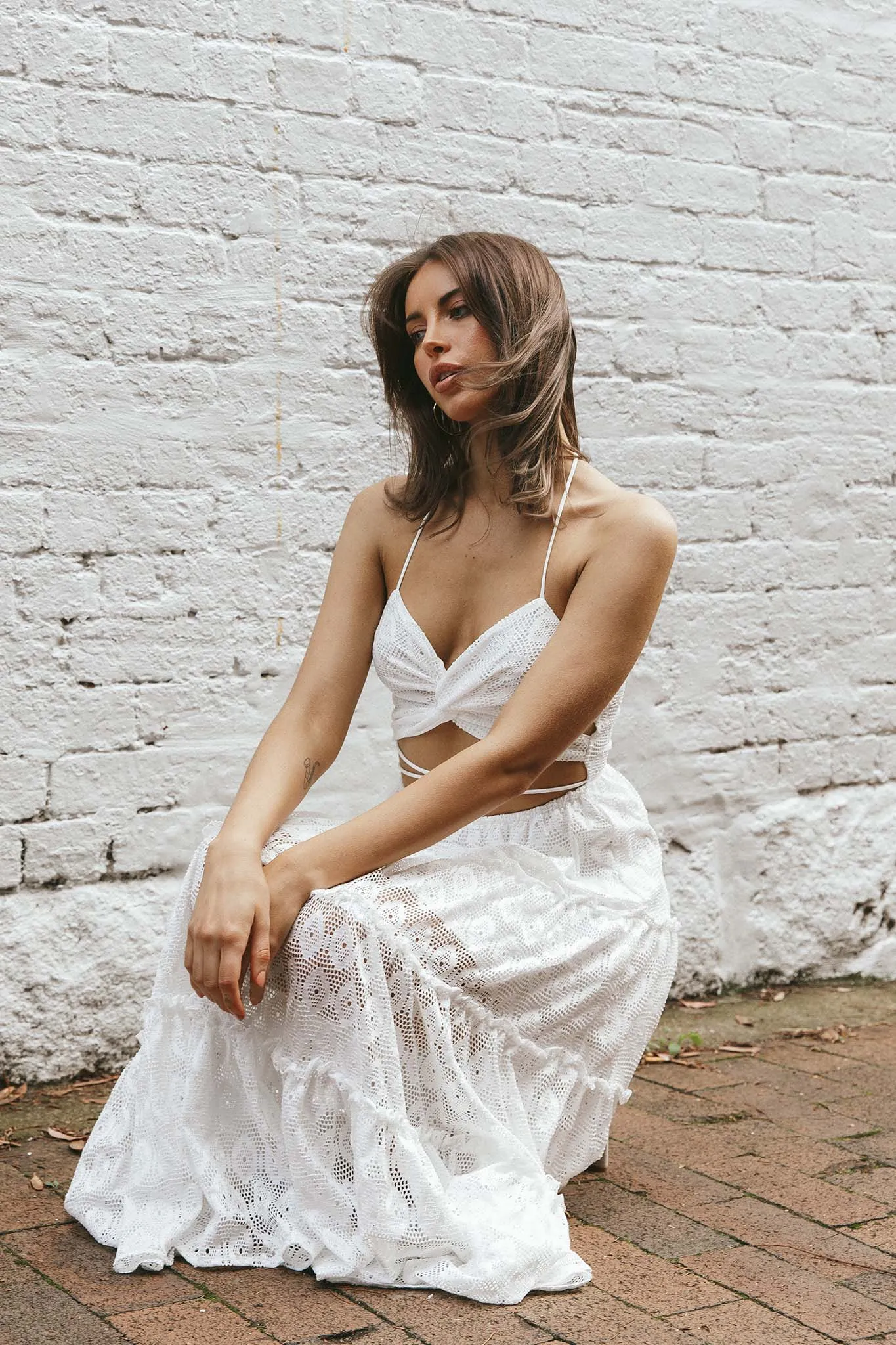 In Luck Cut-Out Waist Midi Dress White sold by Selfie Leslie product image thumbnail 5