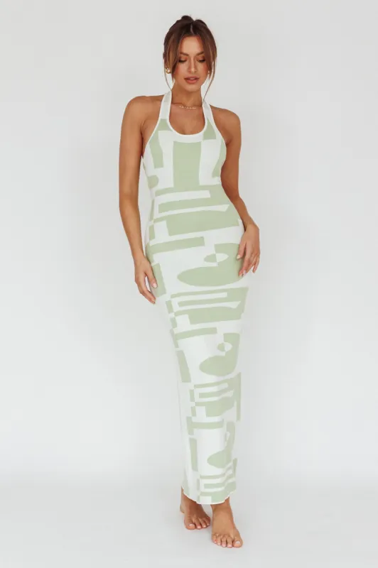 Desert Daze Halterneck Knit Dress Sage sold by Selfie Leslie