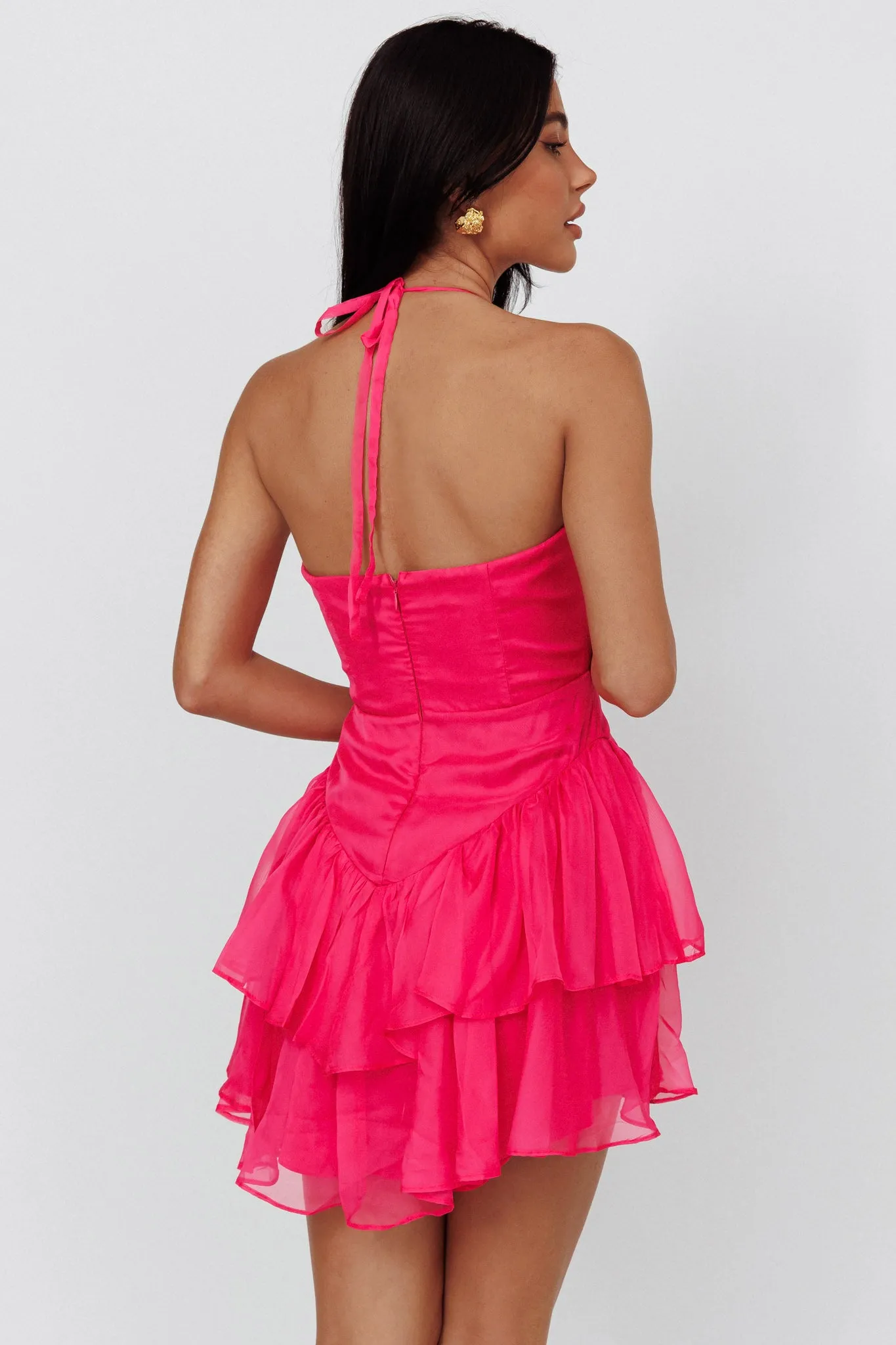 Tuscan Summer Flounce Mini Dress Hot Pink sold by Selfie Leslie product image thumbnail 2