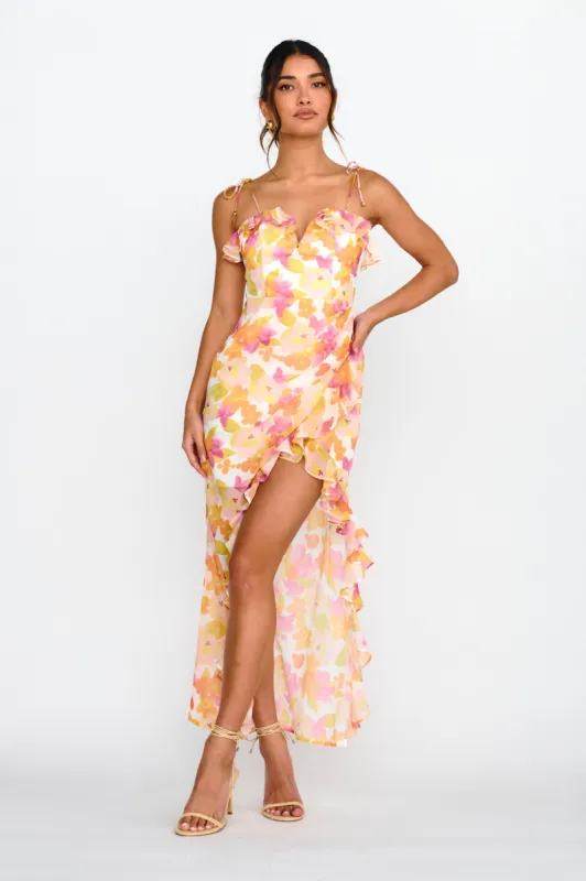 Portofino Cut-Out Split Midi Dress Floral Red sold by Selfie Leslie