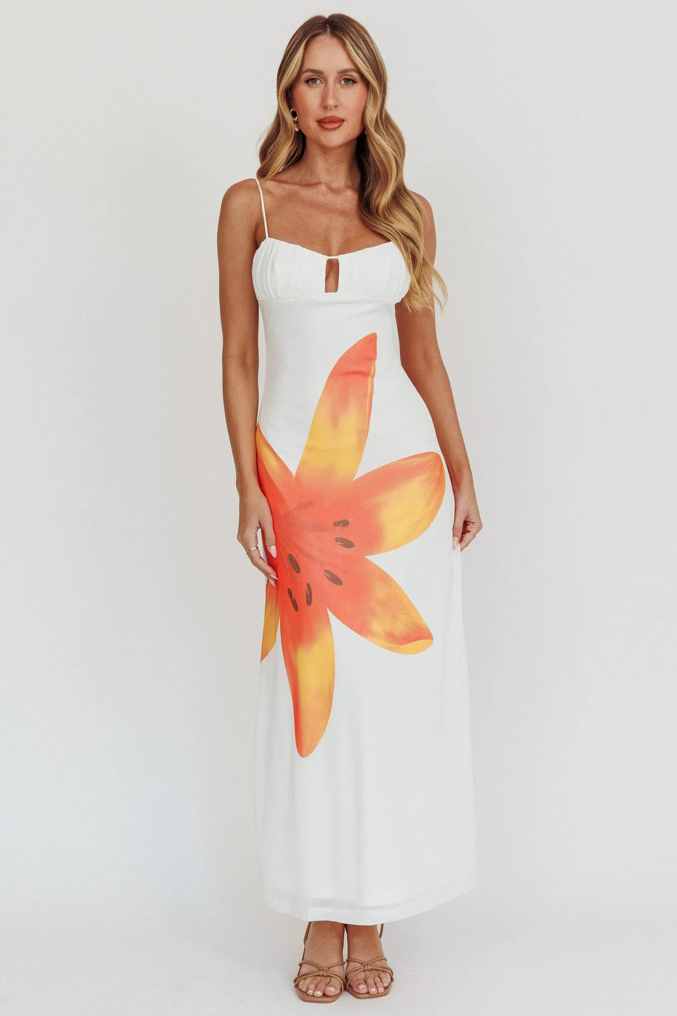 Kailua Floral Print Maxi Dress White sold by Selfie Leslie product image thumbnail 5