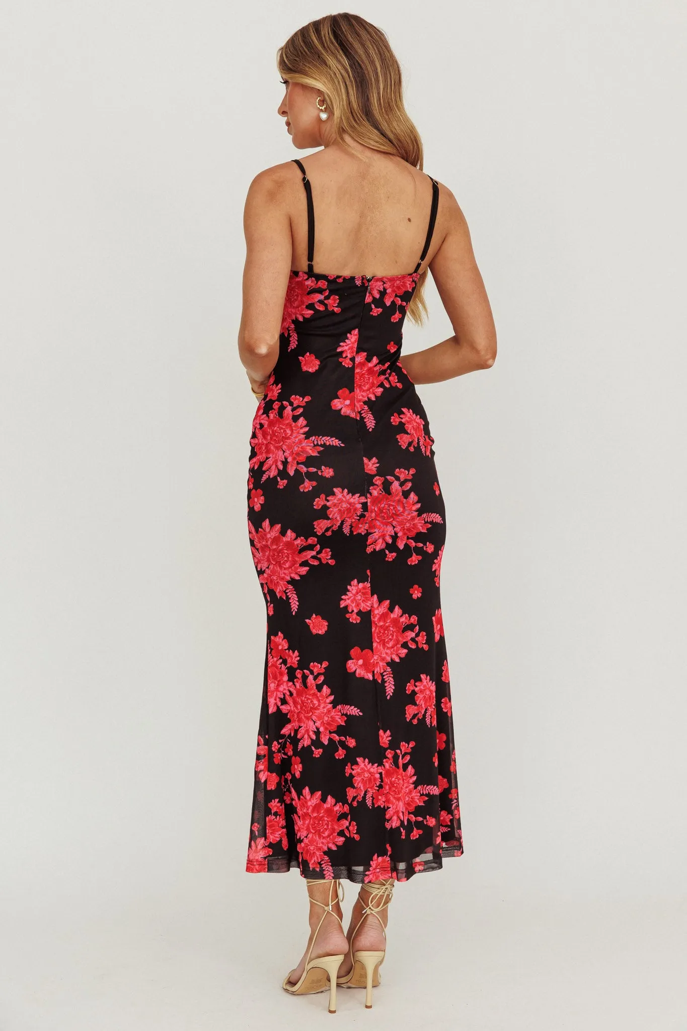 Fortune Lace Trim Mesh Midi Dress Black sold by Selfie Leslie product image thumbnail 3