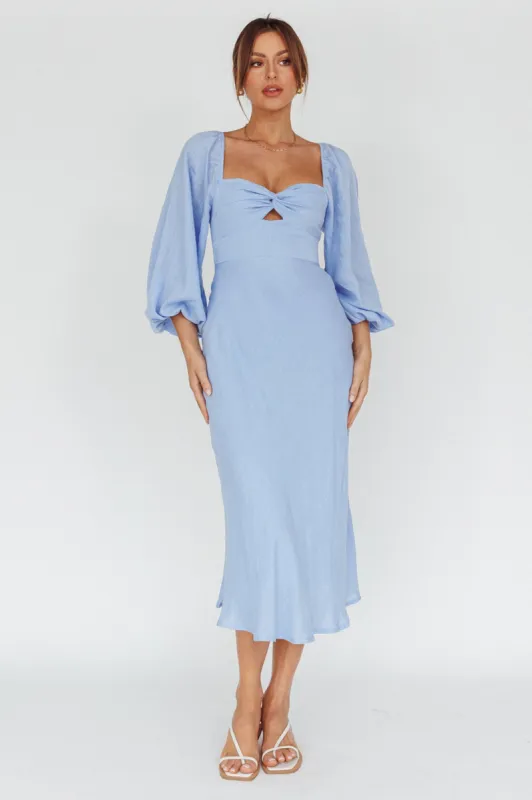 Betina Twist Bust Long Sleeve Midi Dress Blue sold by Selfie Leslie