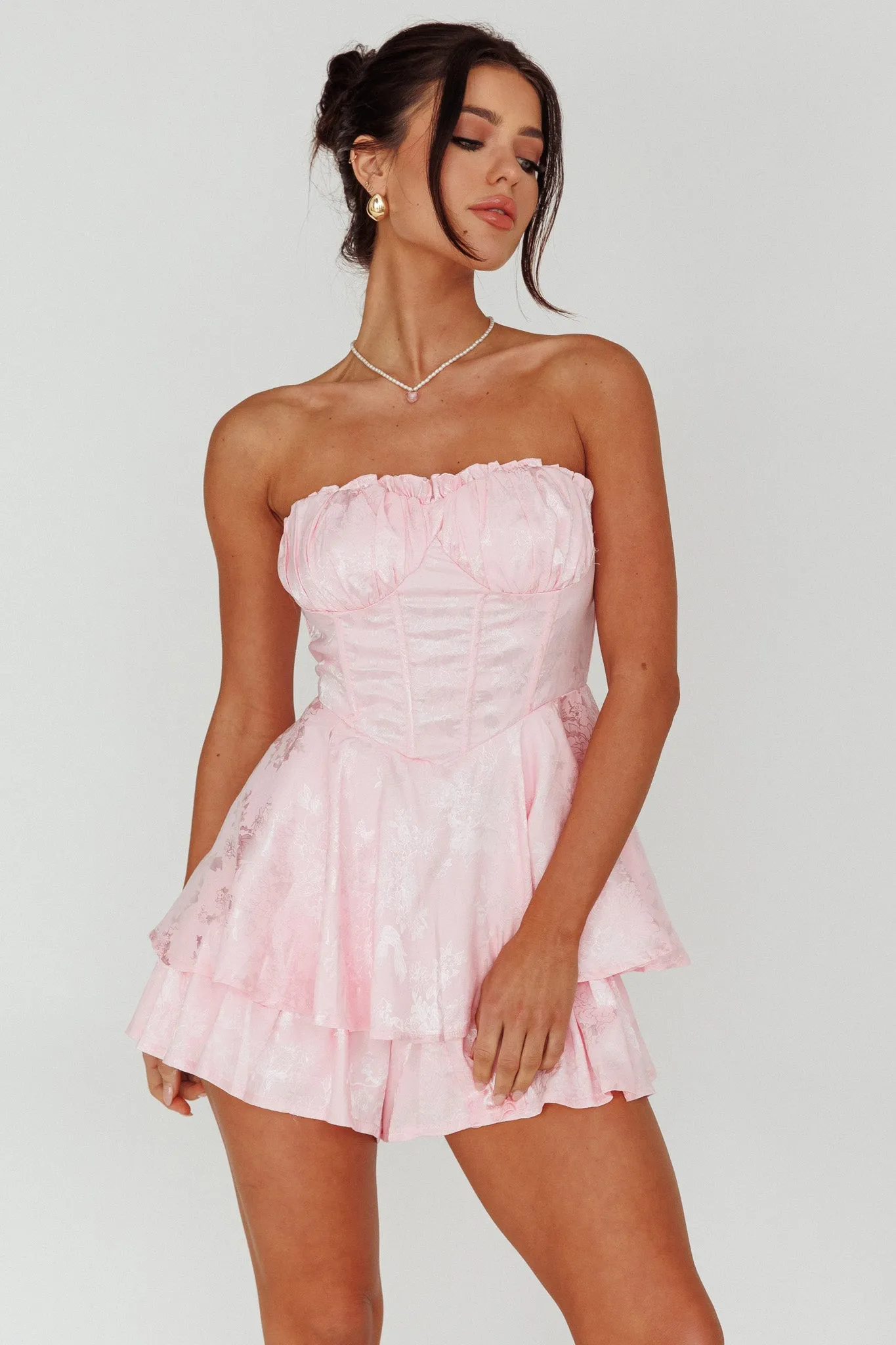 Angel Sky Gathered Bust Romper Pink sold by Selfie Leslie product image thumbnail 5