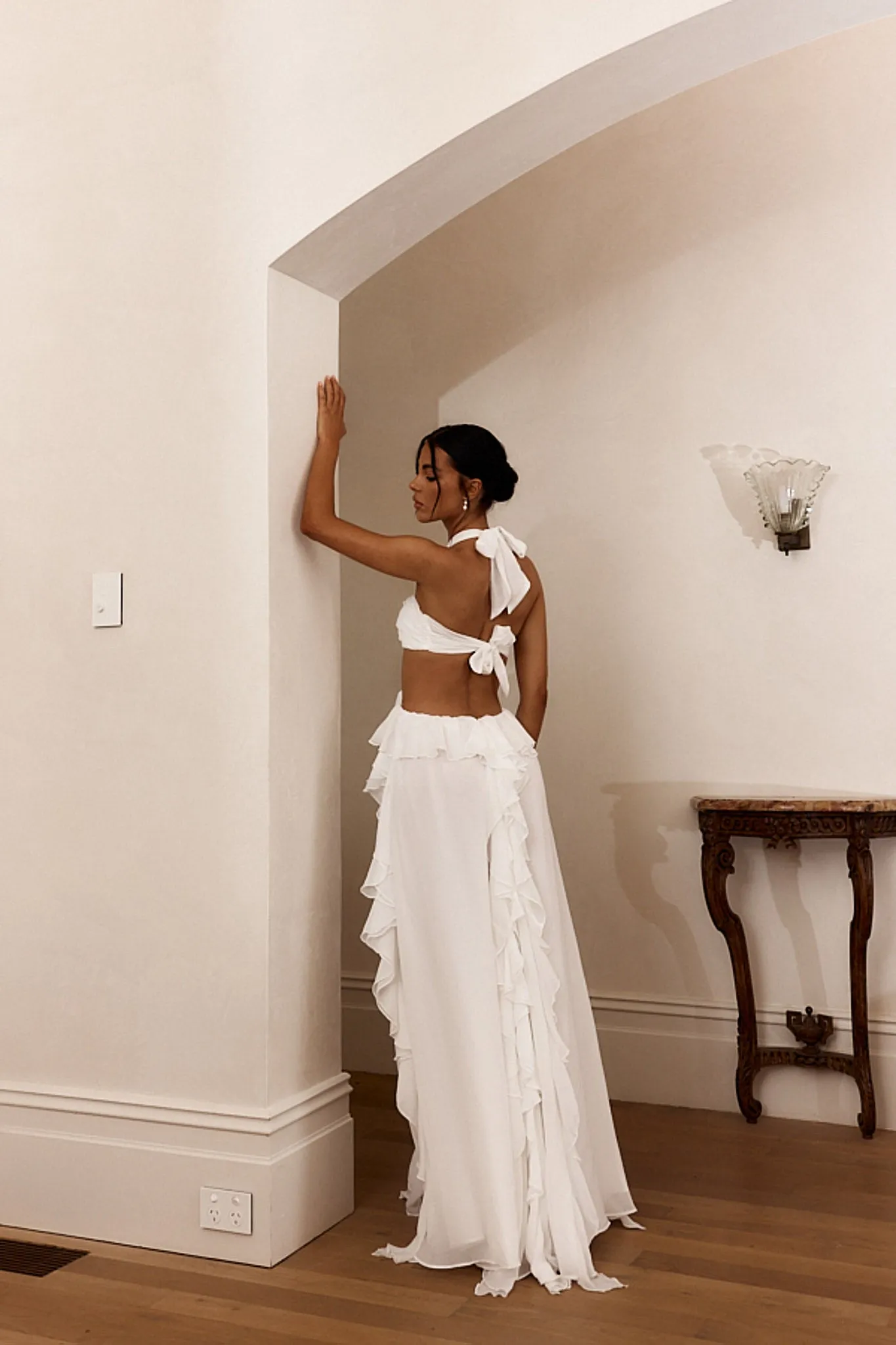 Santiago Cut-Out Ruffle Maxi Dress White sold by Selfie Leslie product image thumbnail 2