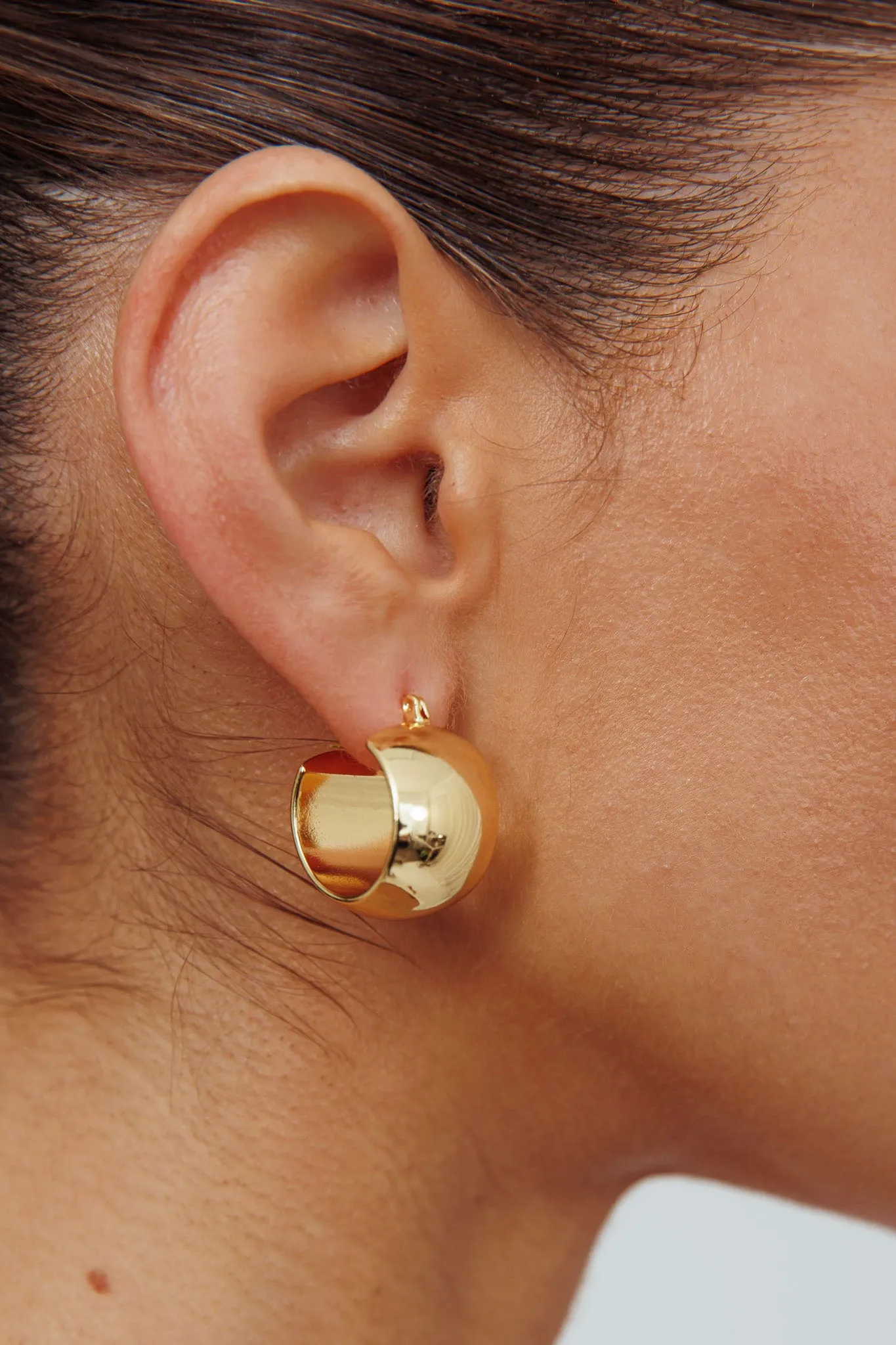 Ami Chunky Wide Hoop Earrings Gold sold by Selfie Leslie product image thumbnail 3