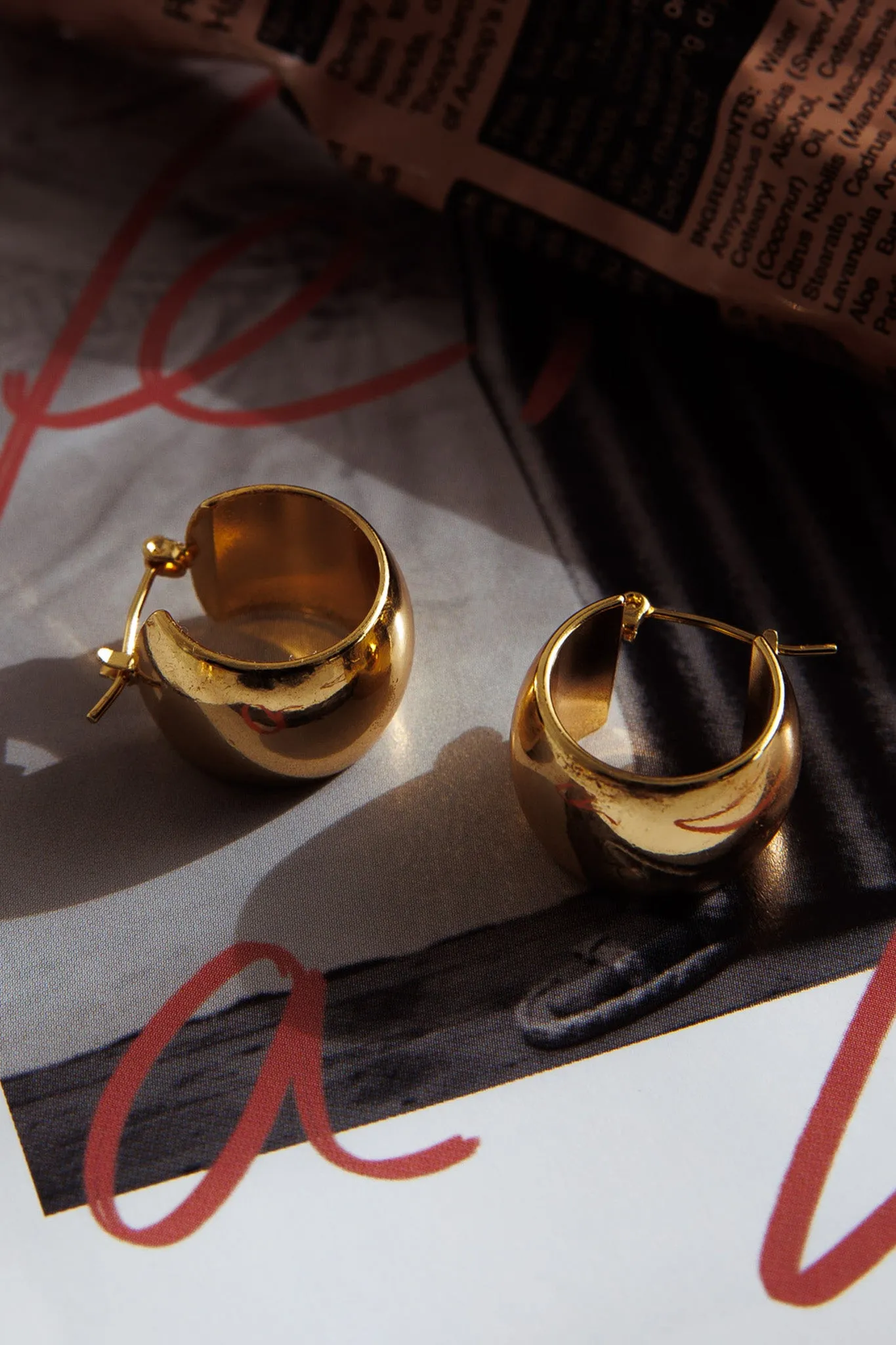 Ami Chunky Wide Hoop Earrings Gold sold by Selfie Leslie