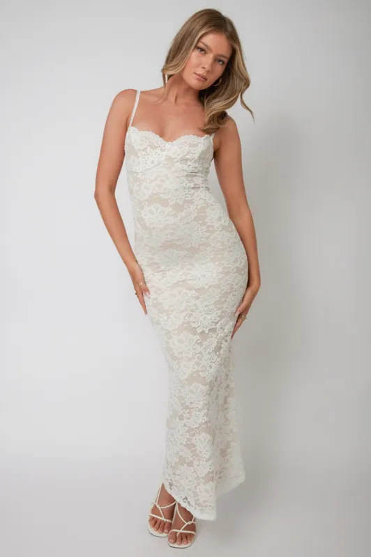 Must Be Love Lace Maxi Dress White sold by Selfie Leslie