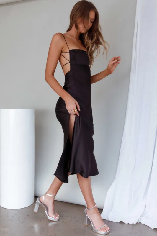 Dolce Life Low Back Midi Dress Black sold by Selfie Leslie