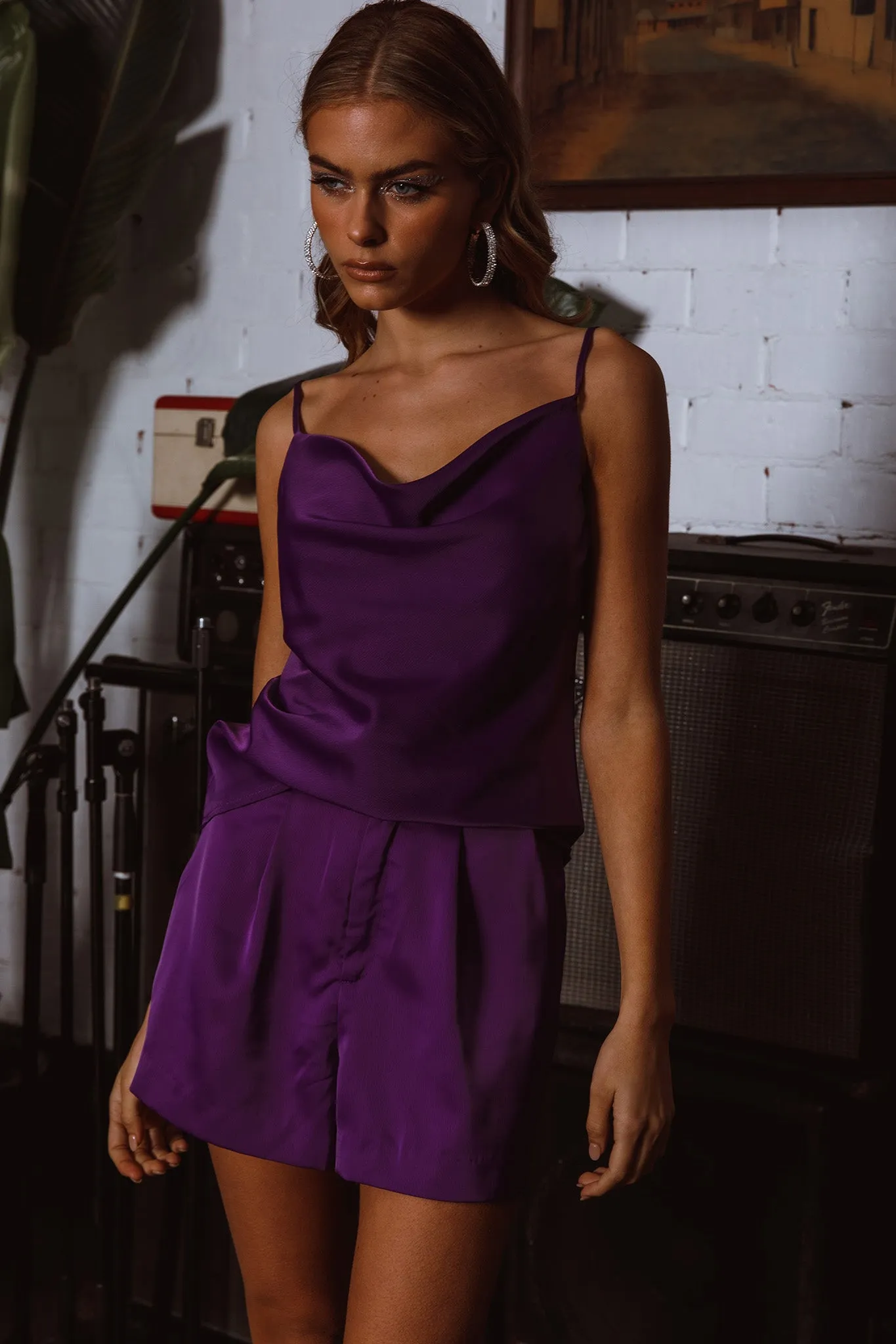 Taylah Cowl Neck Cami Top Purple sold by Selfie Leslie product image thumbnail 5