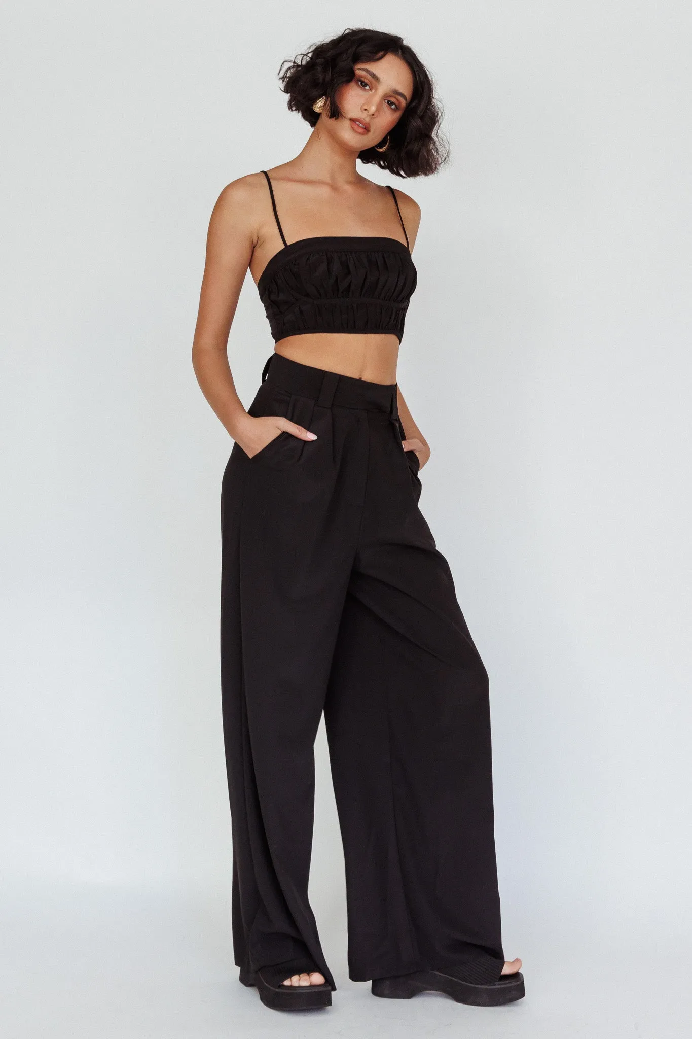 Regal Wide-Leg Mid Rise Pants Black sold by Selfie Leslie product image thumbnail 5