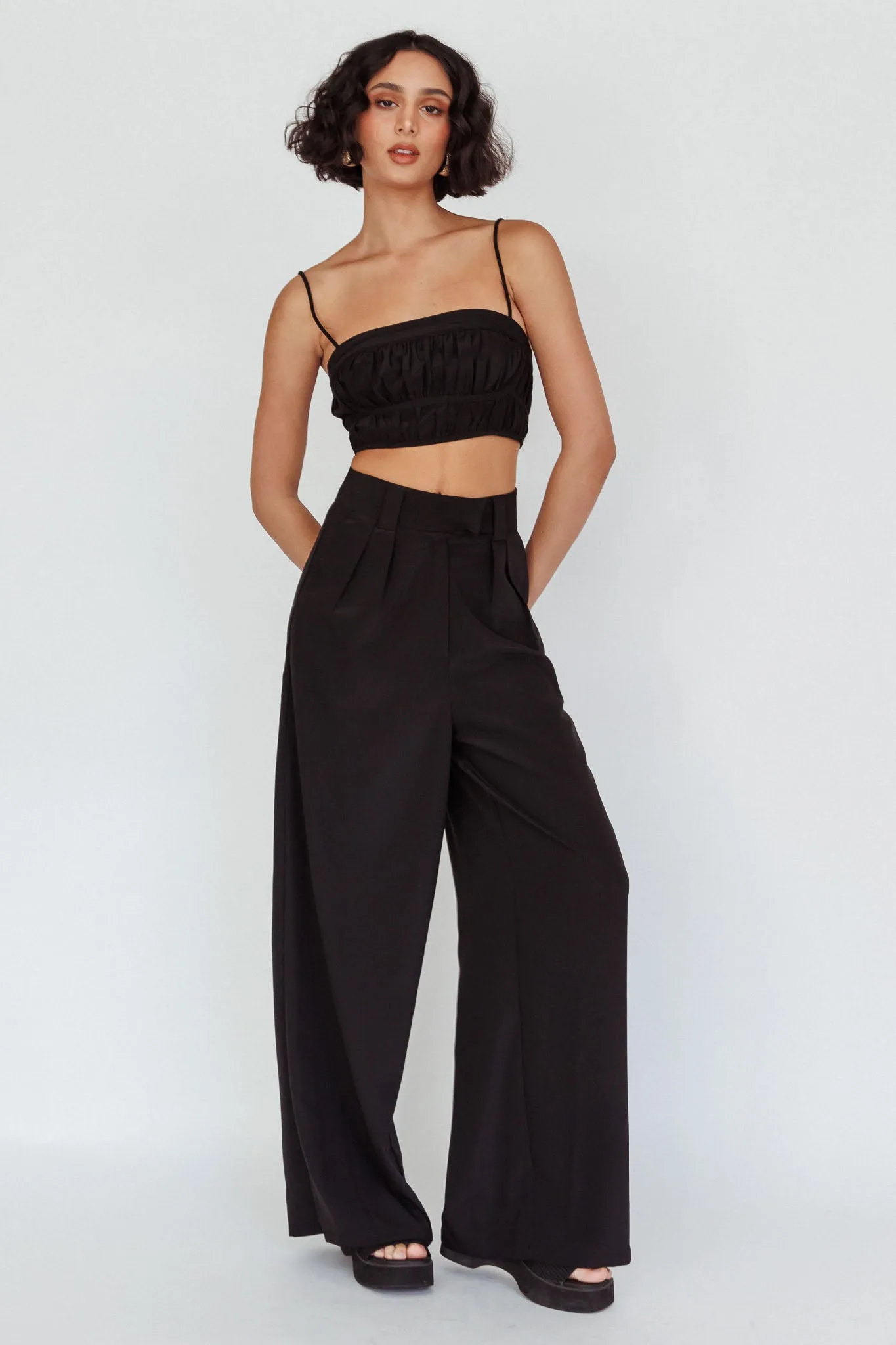 Regal Wide-Leg Mid Rise Pants Black sold by Selfie Leslie product image thumbnail 3