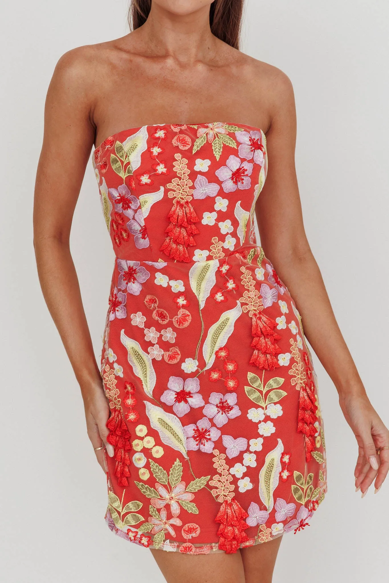 In Paris Embroidered Floral Mini Dress Orange sold by Selfie Leslie product image thumbnail 4