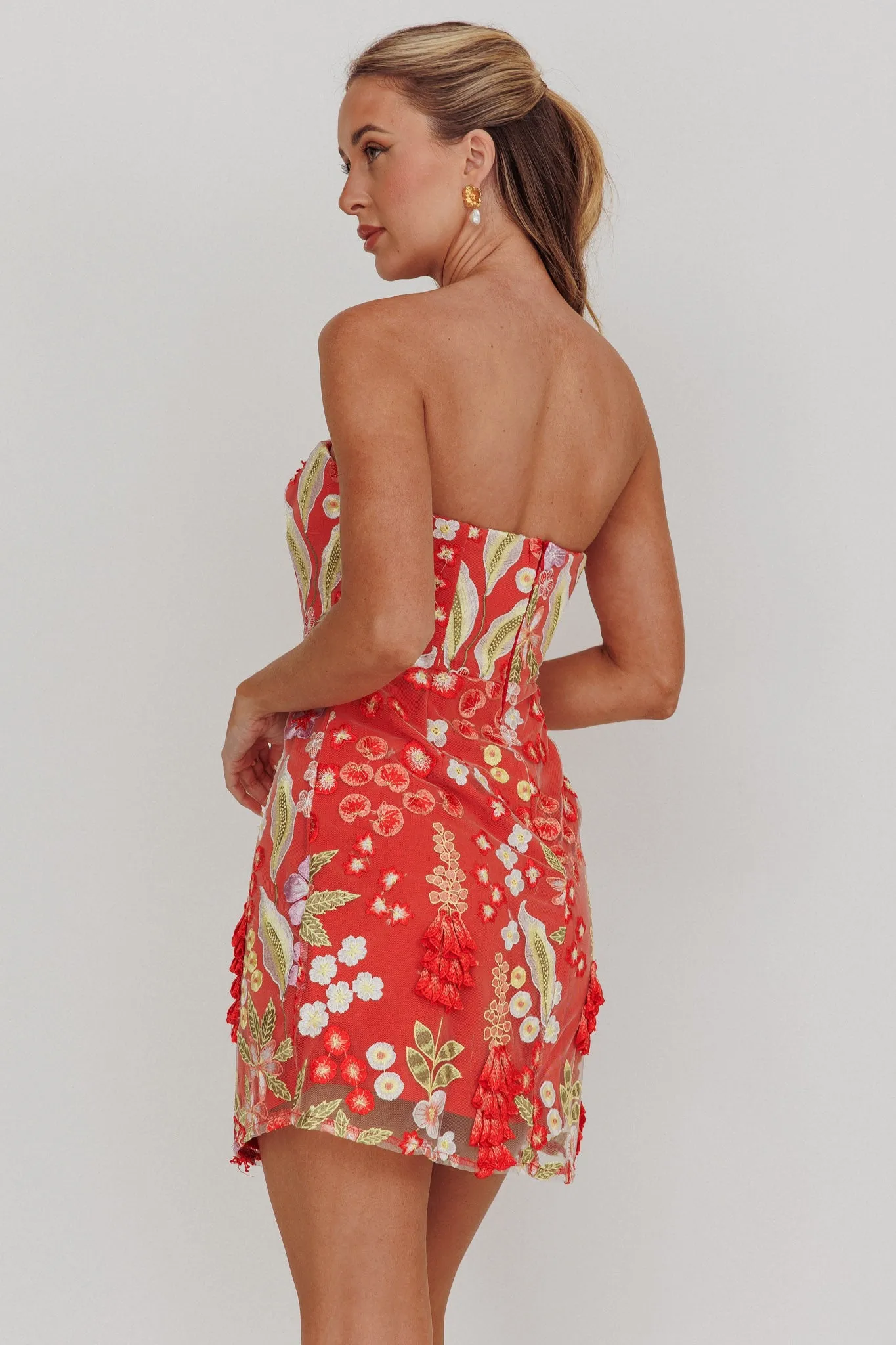 In Paris Embroidered Floral Mini Dress Orange sold by Selfie Leslie product image thumbnail 2