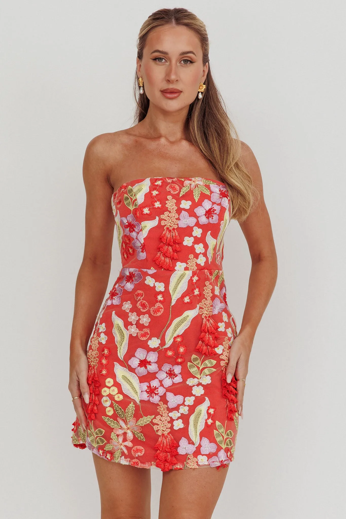 In Paris Embroidered Floral Mini Dress Orange sold by Selfie Leslie product image thumbnail 5