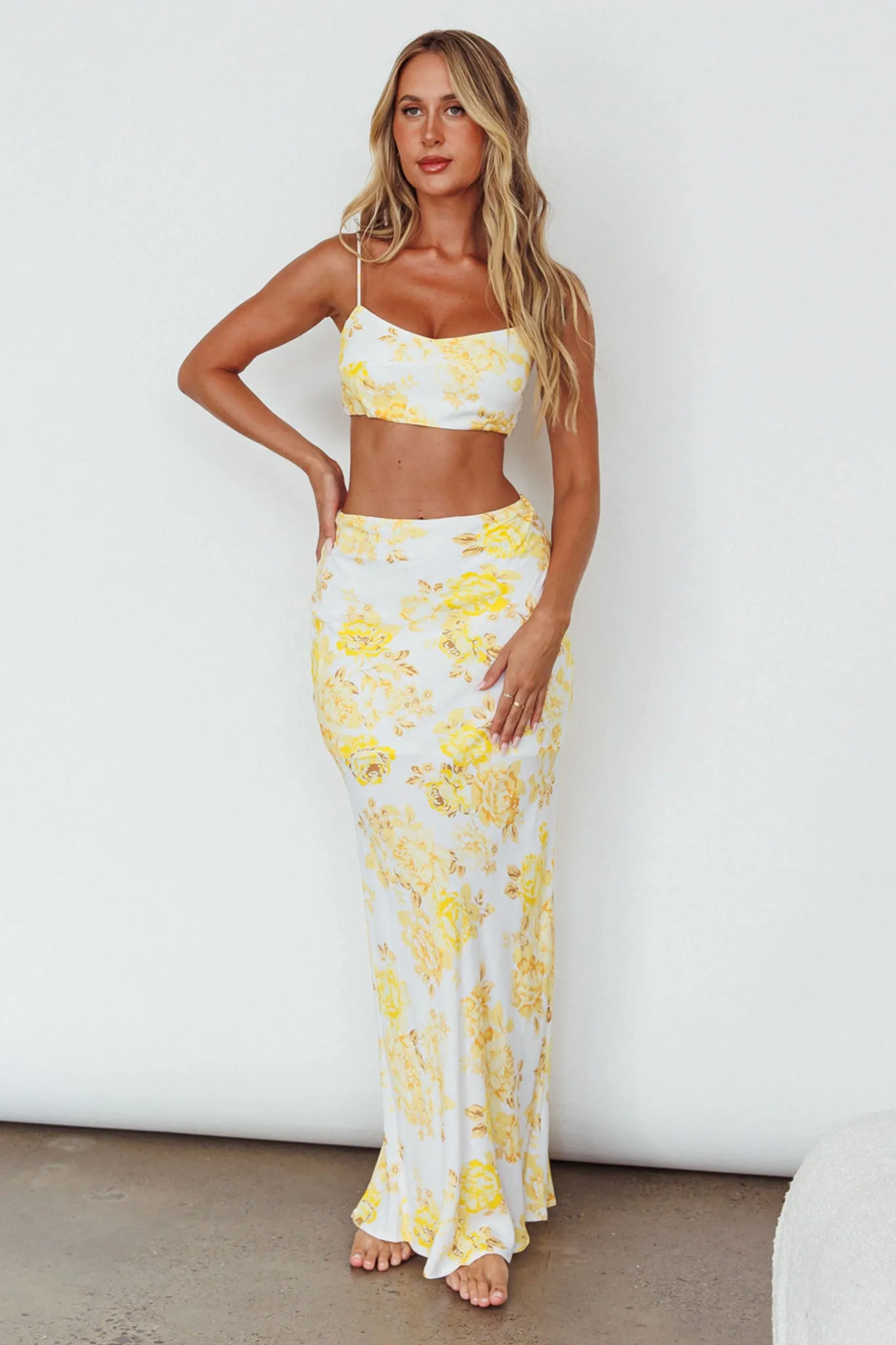The Moment Cami Strap Crop Top Floral Yellow sold by Selfie Leslie product image thumbnail 3