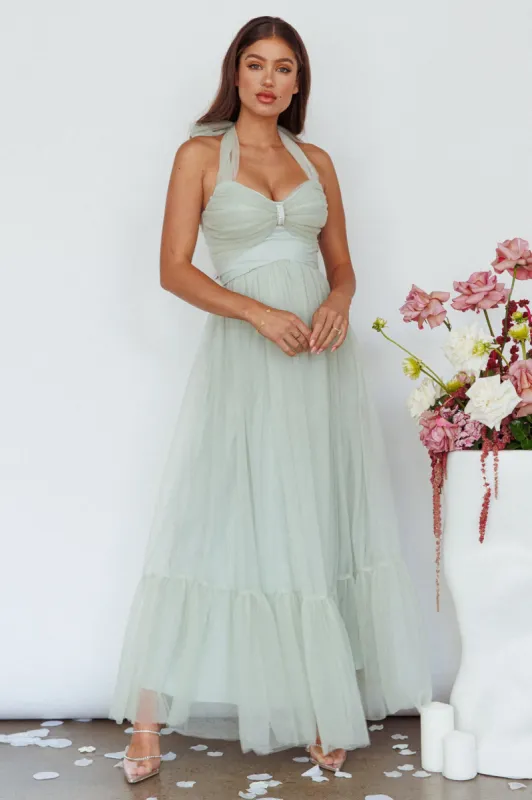 Alegria Tulle Maxi Dress Pistachio sold by Selfie Leslie