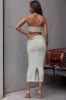 Paradiso Strapless Cut-Out Waist Midi Dress Matcha sold by Selfie Leslie