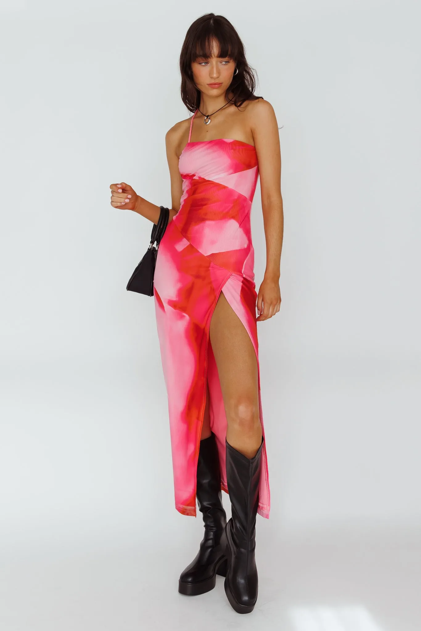 Martine One Strap Mesh Midi Dress Print Pink sold by Selfie Leslie product image thumbnail 5