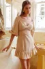 Under The Moon Puff Sleeve Dress Sand sold by Selfie Leslie