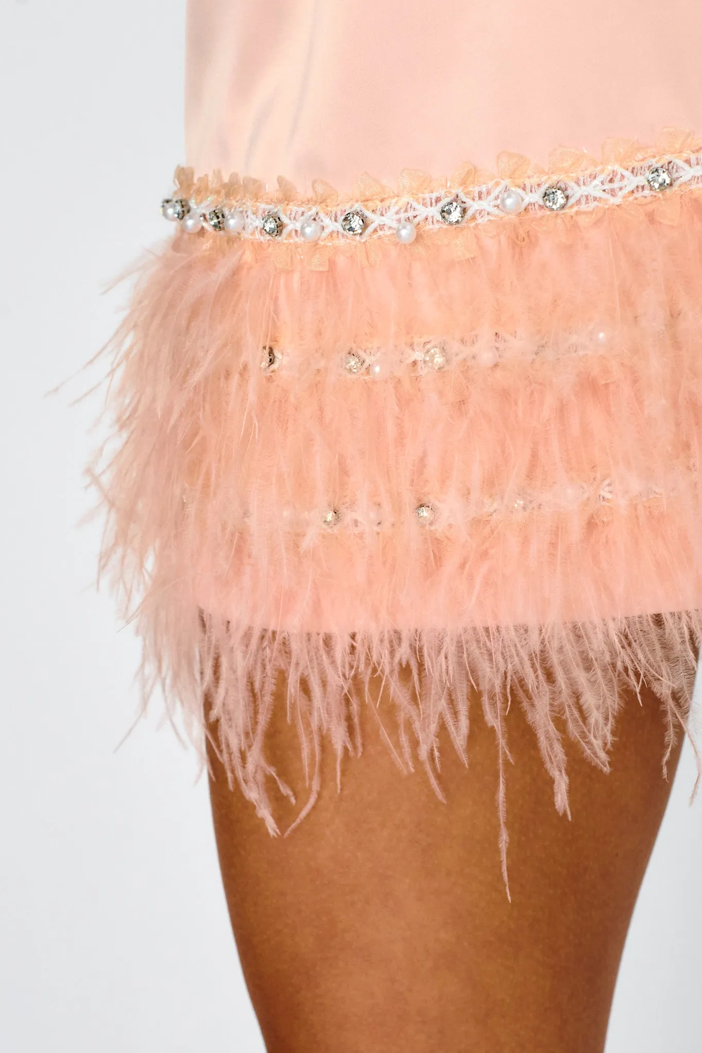 Sashay Feather Trim Mini Skirt Pink sold by Selfie Leslie product image thumbnail 3