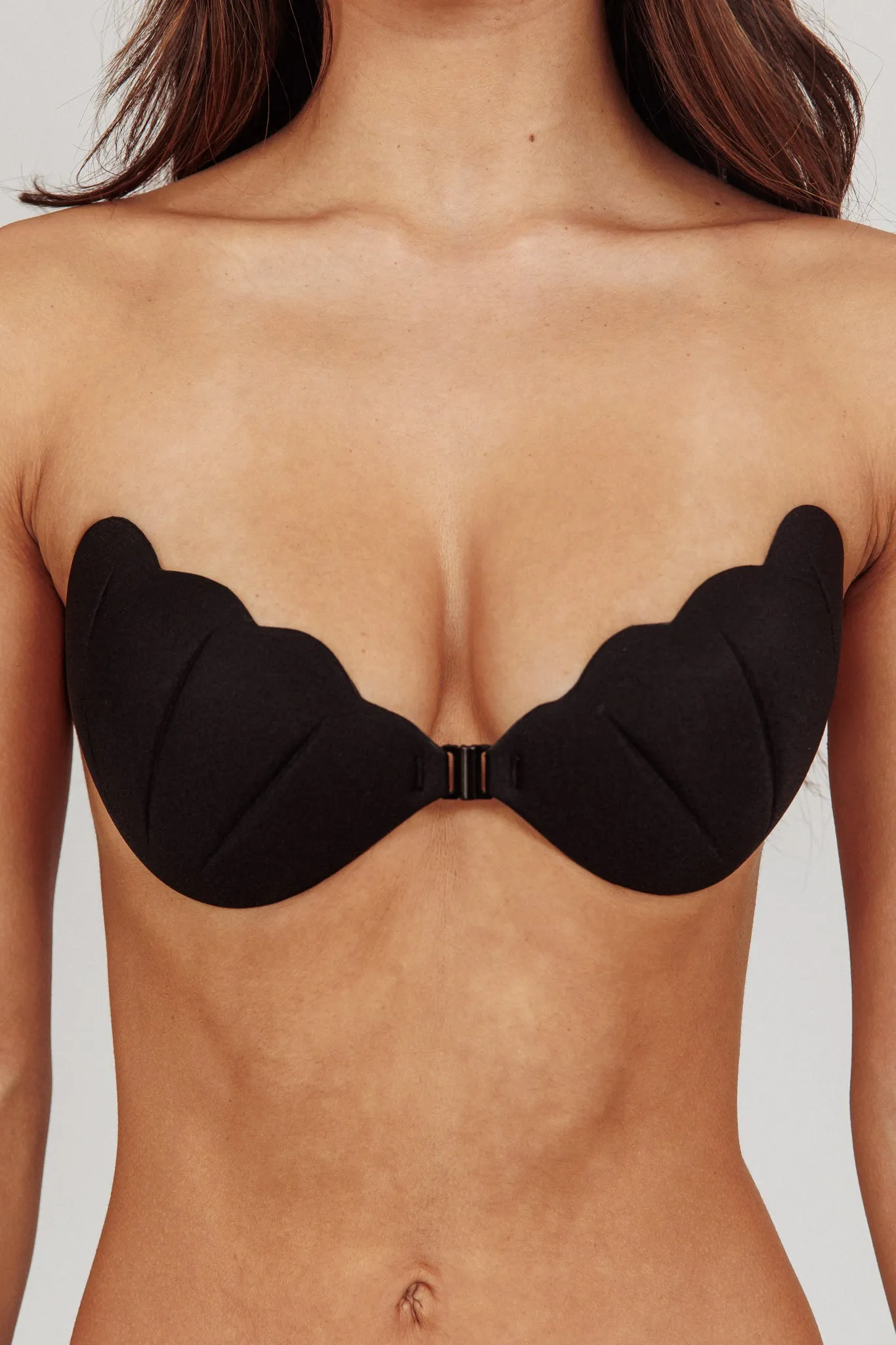 Miracle Scalloped Backless Adhesive Bra Black sold by Selfie Leslie