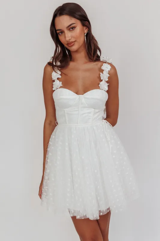 Fairytale Dream Floral Strap Mini Dress White sold by Selfie Leslie