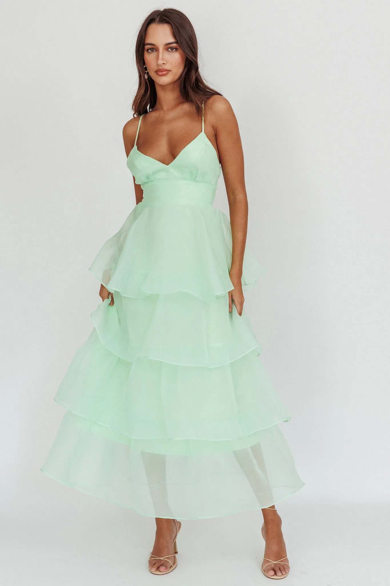 Made For You Tiered Ruffle Midi Dress Mint sold by Selfie Leslie product image thumbnail 5