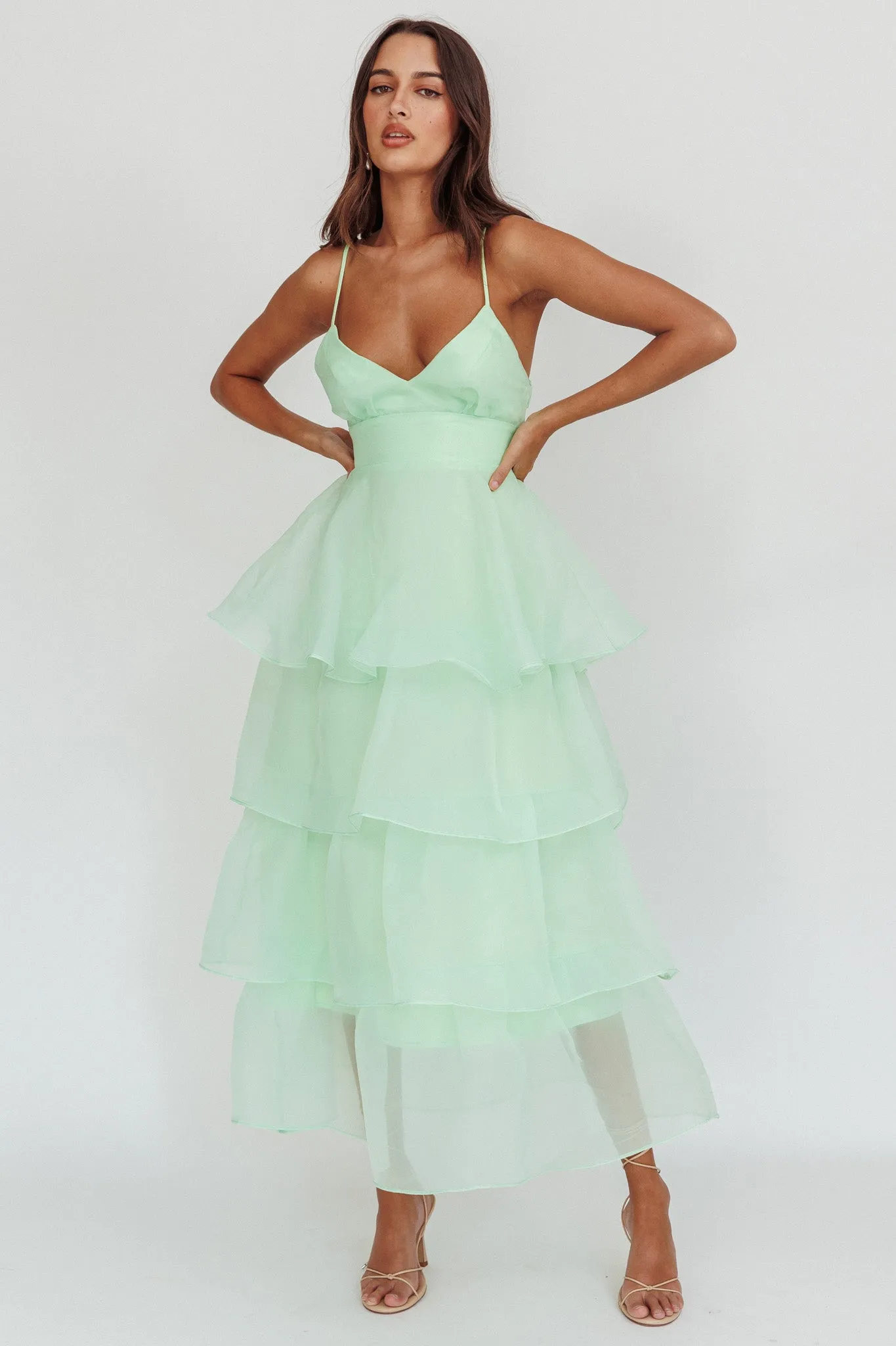 Made For You Tiered Ruffle Midi Dress Mint sold by Selfie Leslie product image thumbnail 3