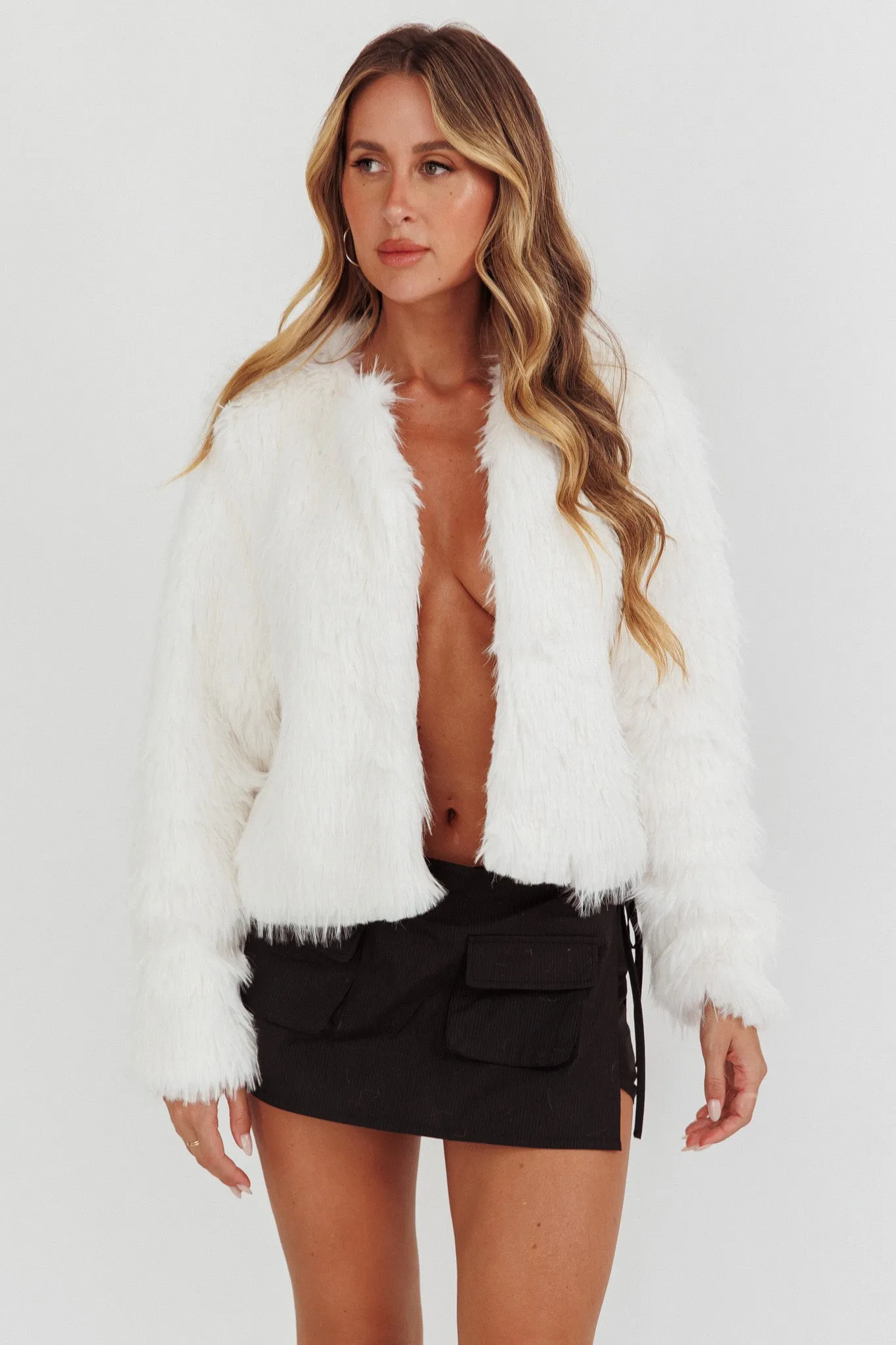 Smoky Mountains Faux Fur Jacket White sold by Selfie Leslie