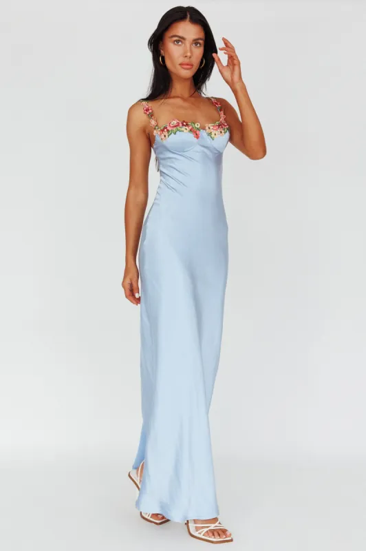 Rose Garden Floral Applique Midi Dress Blue sold by Selfie Leslie