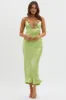 Muse Cut-Out Floral Trim Midi Dress Matcha sold by Selfie Leslie