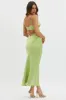 Muse Cut-Out Floral Trim Midi Dress Matcha sold by Selfie Leslie