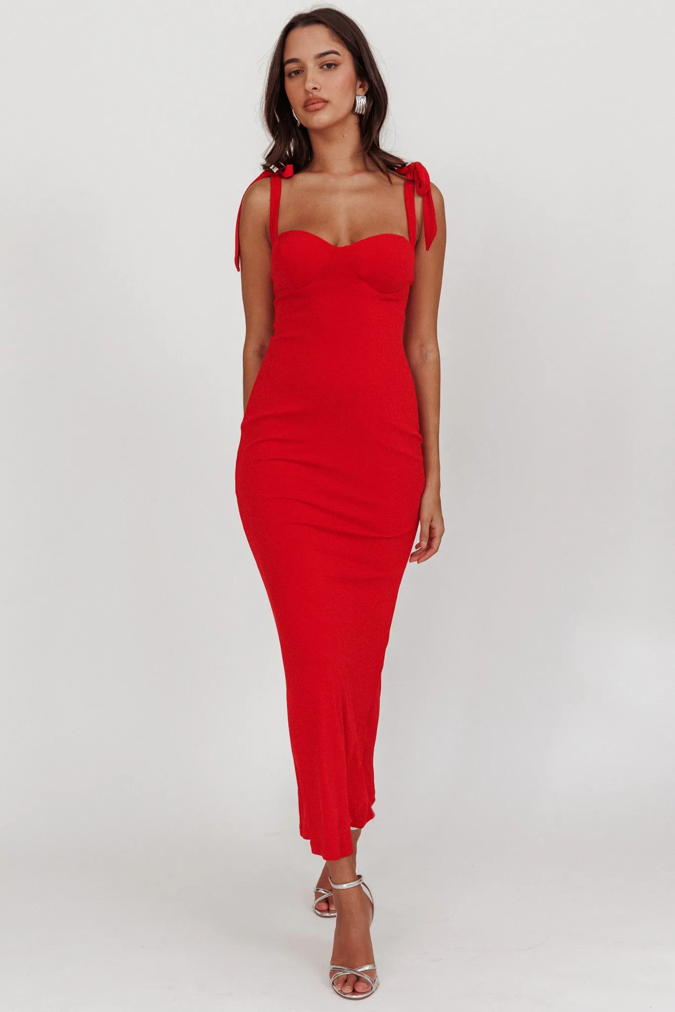 Rose Garden Tied Shoulder Maxi Dress Red sold by Selfie Leslie product image thumbnail 5