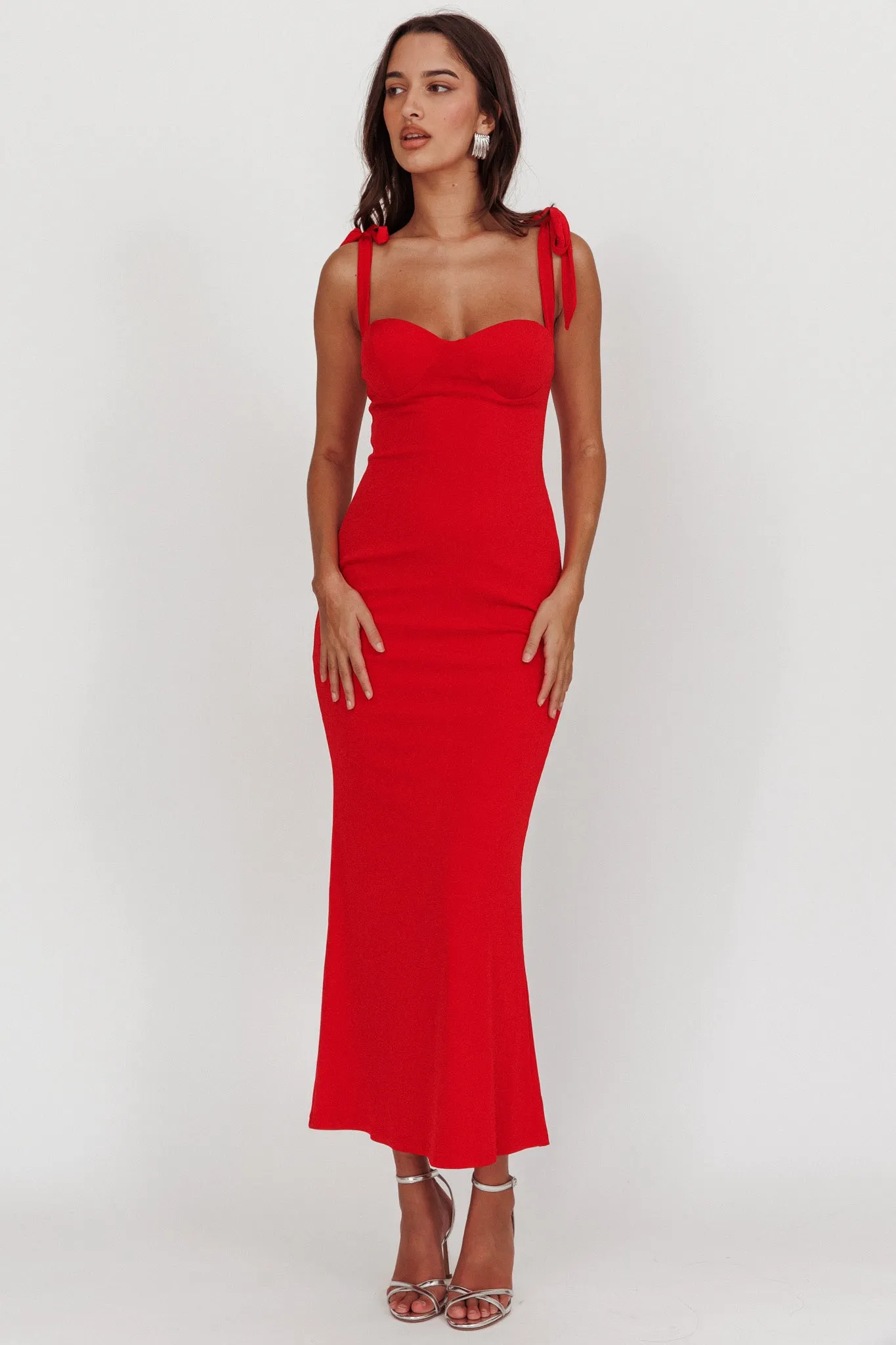 Rose Garden Tied Shoulder Maxi Dress Red sold by Selfie Leslie product image thumbnail 3