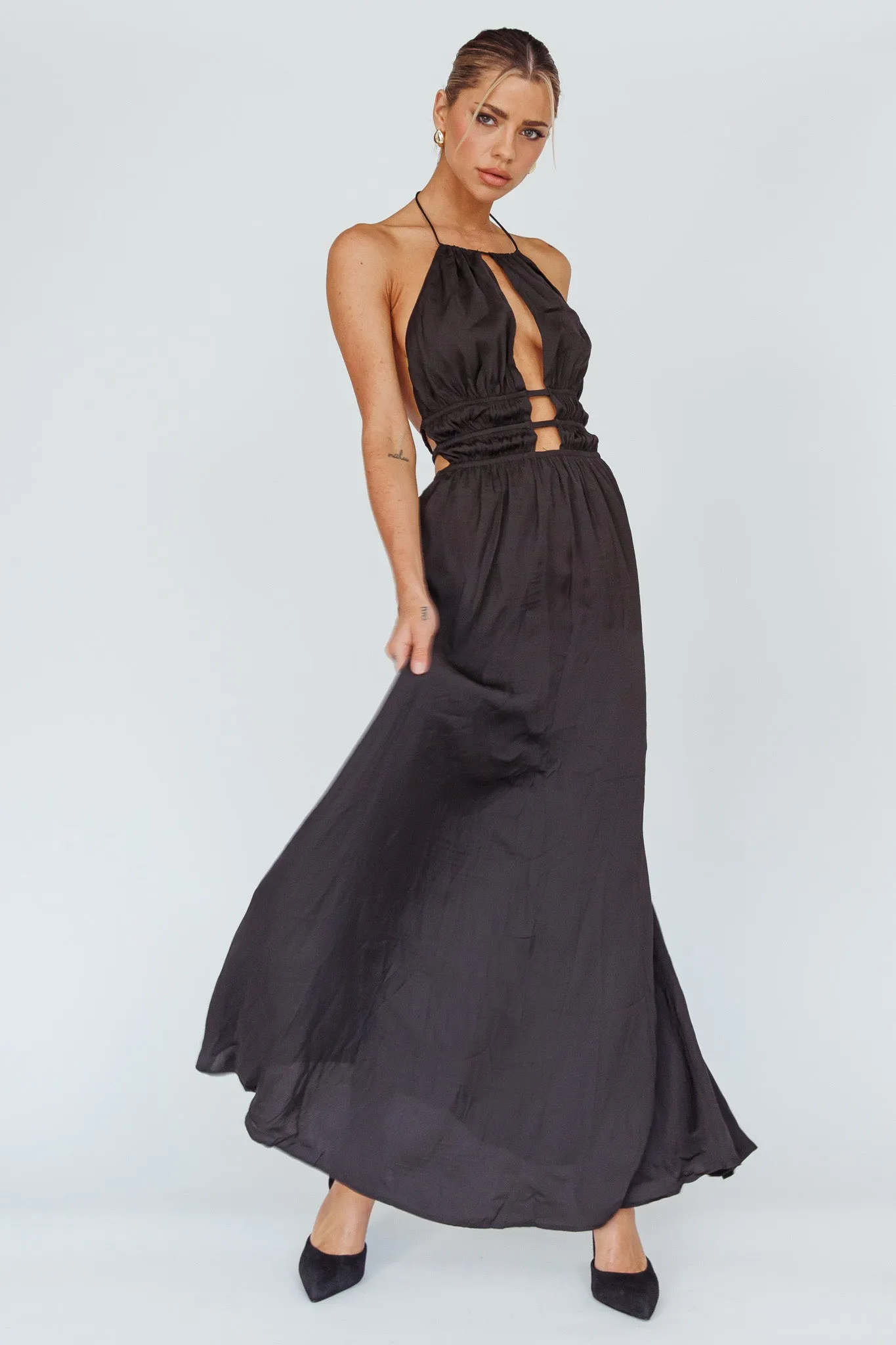 Cyndi Open Back Halterneck Maxi Dress Black sold by Selfie Leslie product image thumbnail 5