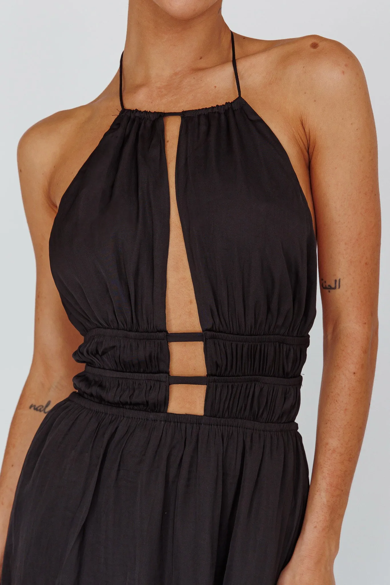 Cyndi Open Back Halterneck Maxi Dress Black sold by Selfie Leslie product image thumbnail 4