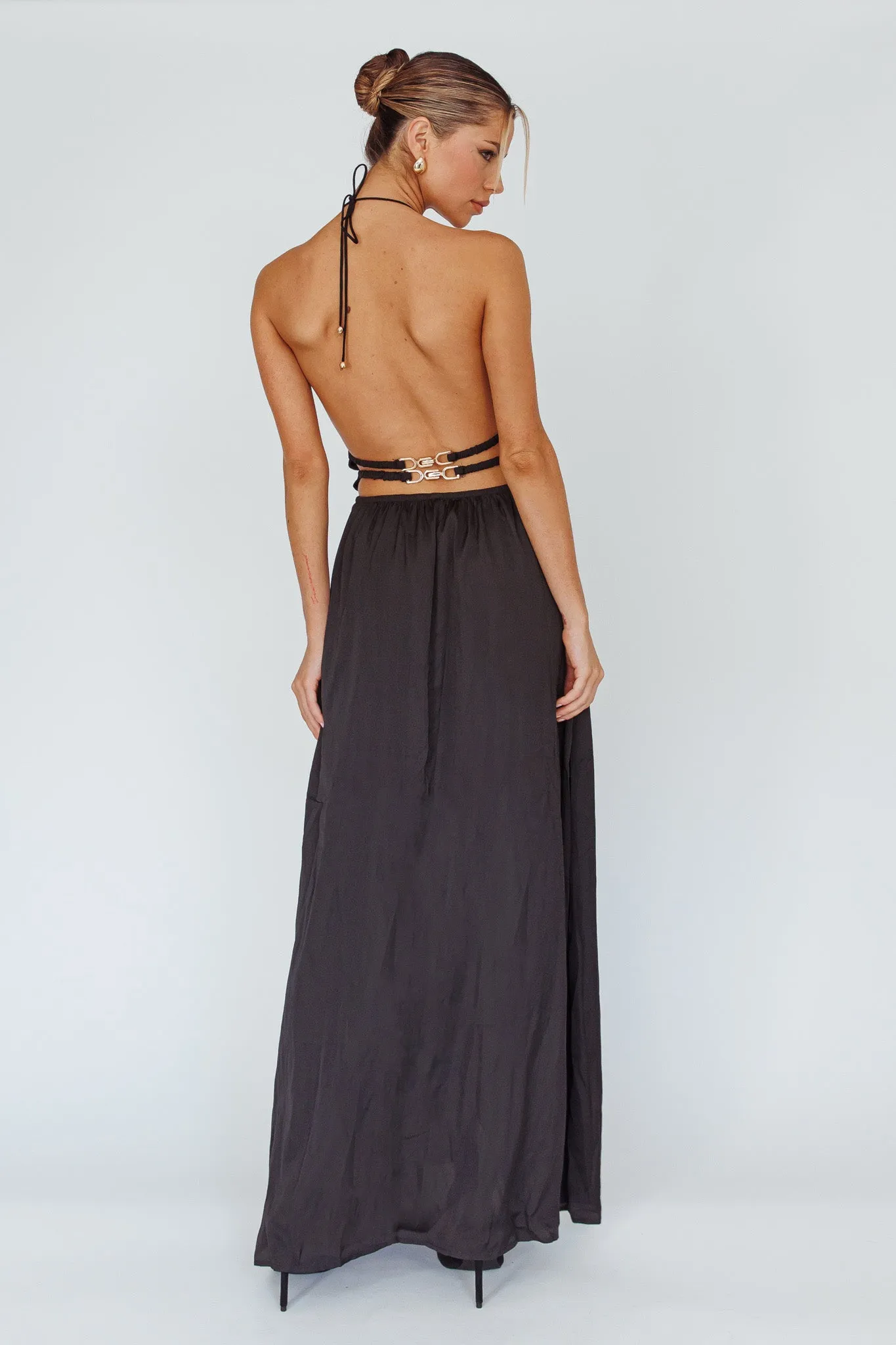 Cyndi Open Back Halterneck Maxi Dress Black sold by Selfie Leslie product image thumbnail 2