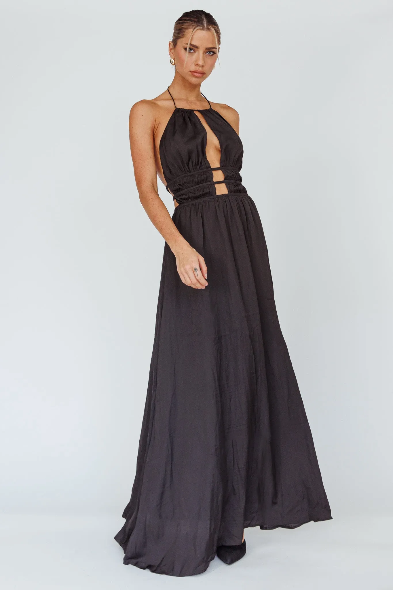 Cyndi Open Back Halterneck Maxi Dress Black sold by Selfie Leslie product image thumbnail 3