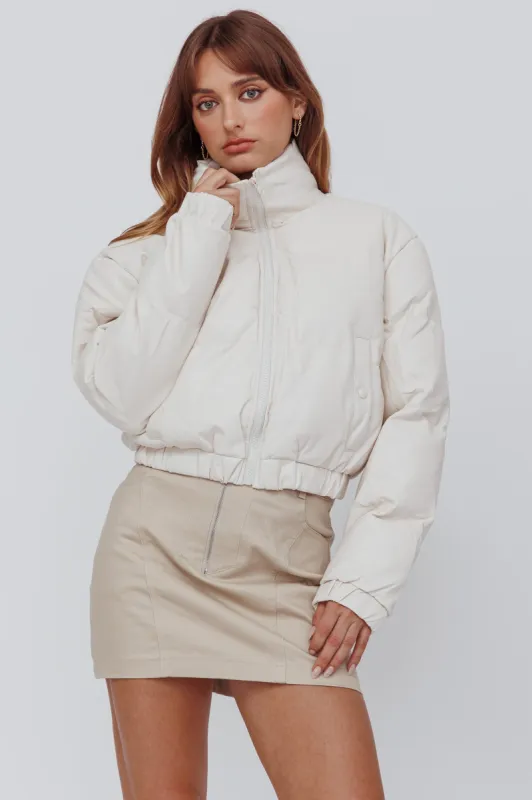Winter Magic Faux Leather Puffer Jacket Cream sold by Selfie Leslie
