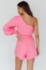 Summer Lover One-Shoulder Long Sleeve Romper Pink sold by Selfie Leslie