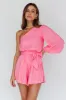 Summer Lover One-Shoulder Long Sleeve Romper Pink sold by Selfie Leslie
