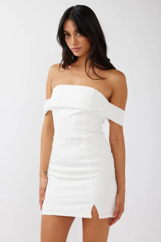 Kassie Off-Shoulder Mini Dress Off White sold by Selfie Leslie